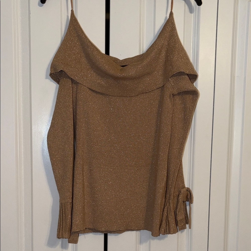 Chic Tan Off-Shoulder Sweater